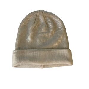 Aerie Cream Silver Plaited Beanie Hat
